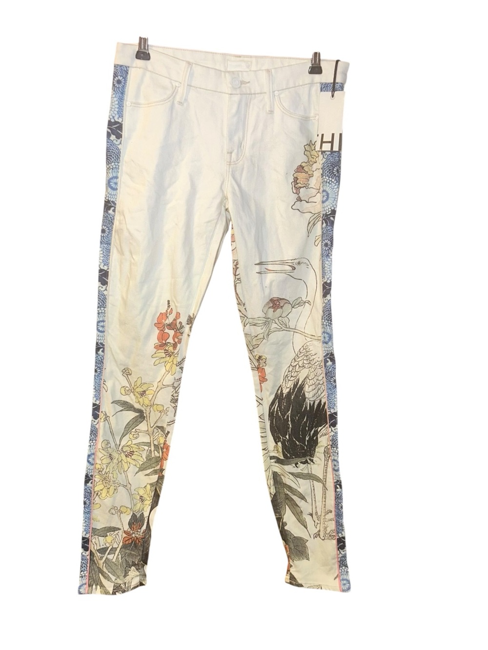 New Mother Denim Colorblock Looker in The Scent of Sake floral jeans size 27
